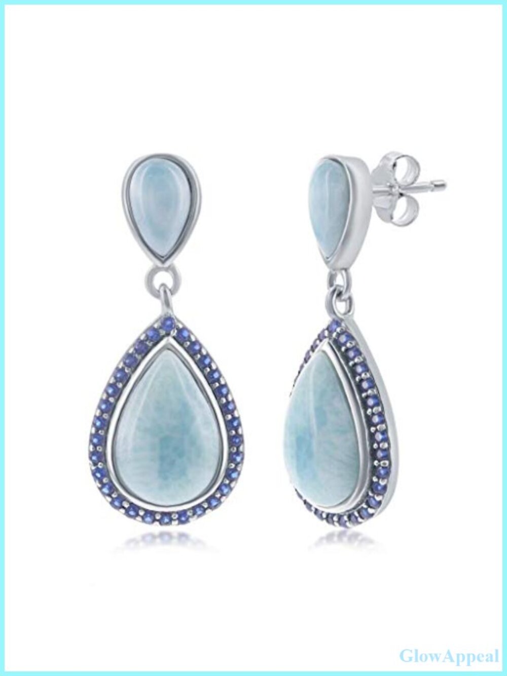 Sterling Silver Larimar Dangle Earrings Hypoallergenic for Women